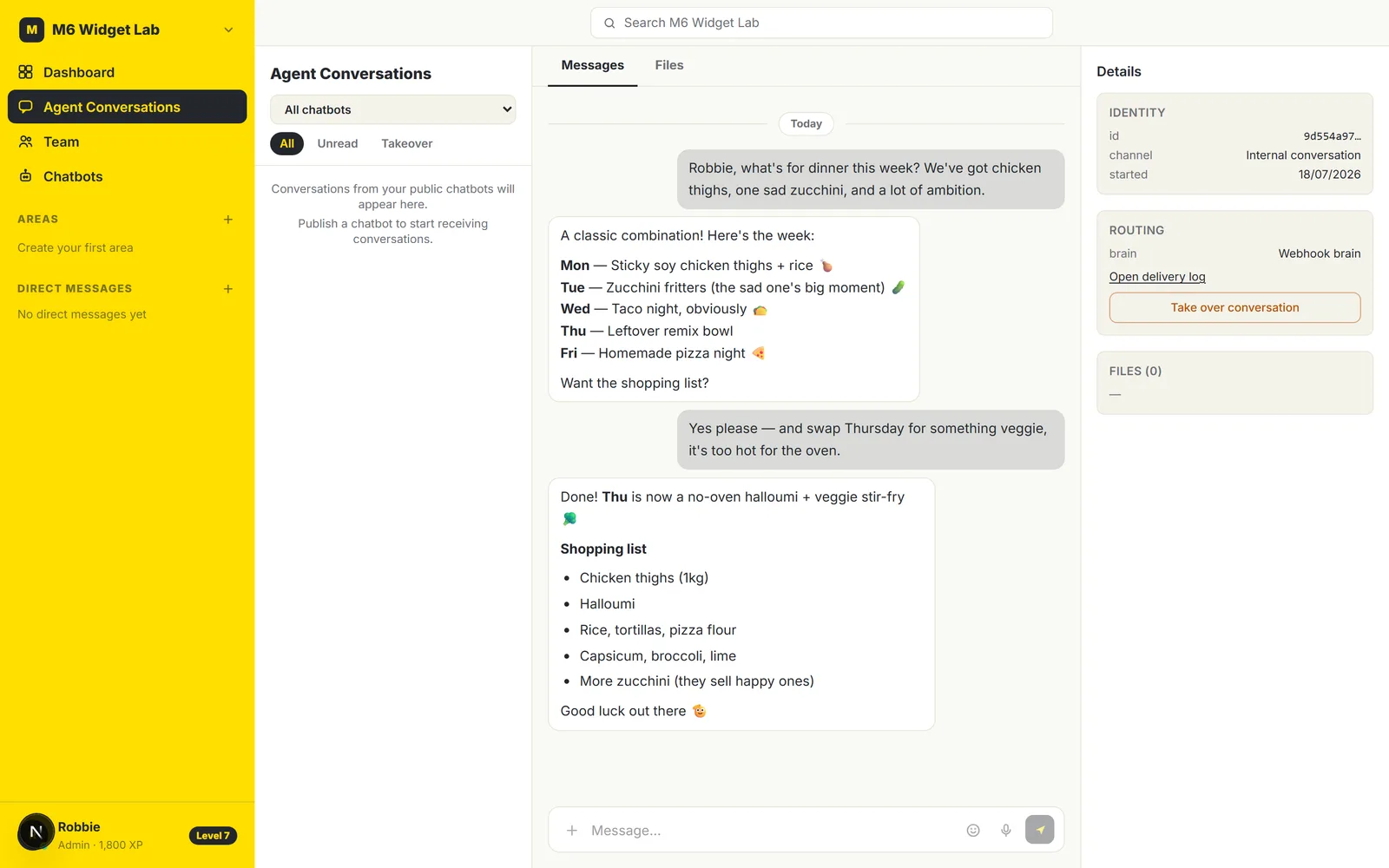 A shared conversation with a bot in My AI Chatbot